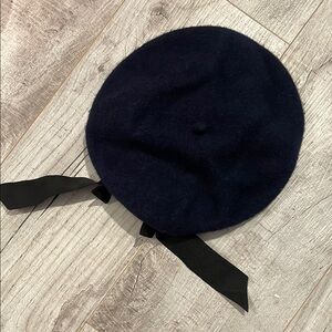 Navy Blue Beret with Black Ribbon